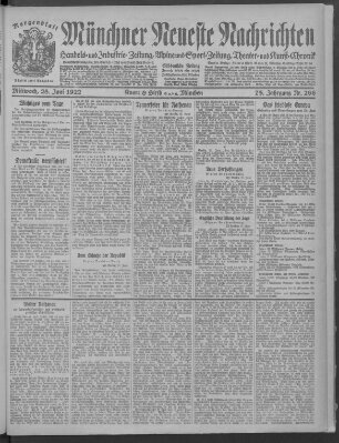 Münchner neueste Nachrichten Mittwoch 28. Juni 1922