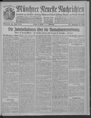 Münchner neueste Nachrichten Mittwoch 28. Juni 1922