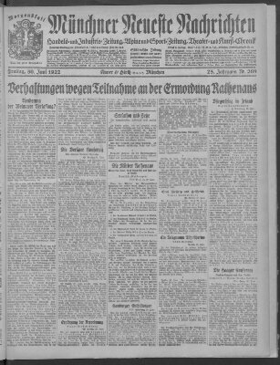 Münchner neueste Nachrichten Freitag 30. Juni 1922