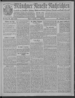 Münchner neueste Nachrichten Freitag 30. Juni 1922