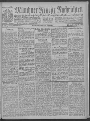 Münchner neueste Nachrichten Montag 23. Oktober 1922