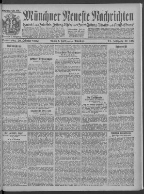 Münchner neueste Nachrichten Donnerstag 26. Oktober 1922