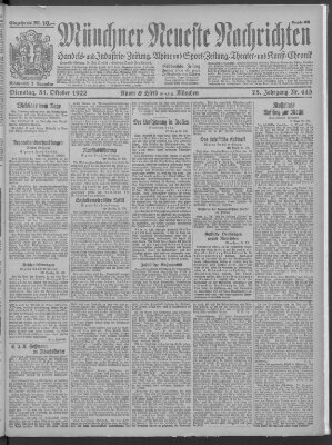 Münchner neueste Nachrichten Dienstag 31. Oktober 1922