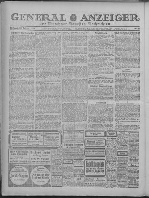 Münchner neueste Nachrichten Mittwoch 20. Februar 1924