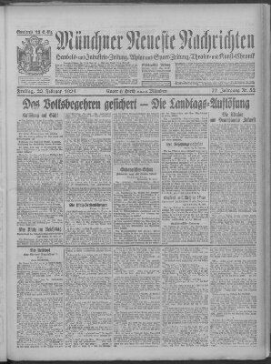 Münchner neueste Nachrichten Freitag 22. Februar 1924