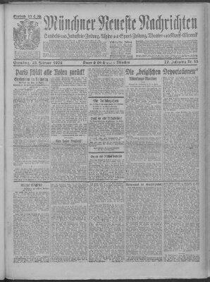 Münchner neueste Nachrichten Samstag 23. Februar 1924