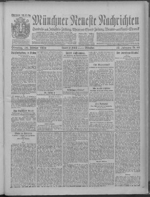 Münchner neueste Nachrichten Dienstag 26. Februar 1924