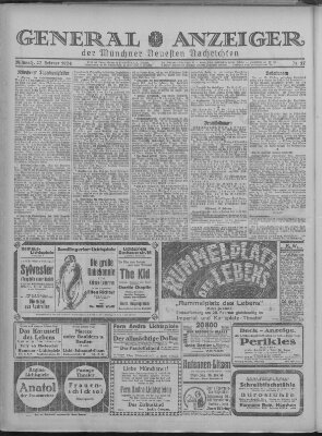 Münchner neueste Nachrichten Mittwoch 27. Februar 1924