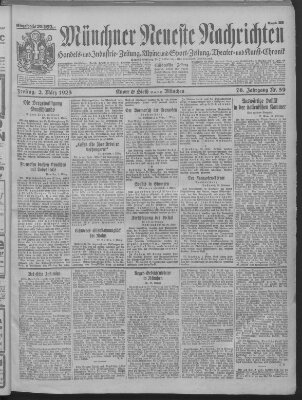 Münchner neueste Nachrichten Freitag 2. März 1923