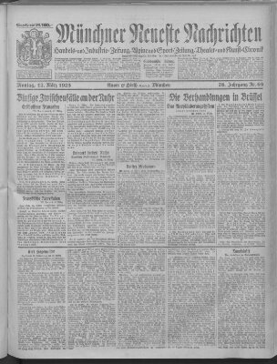 Münchner neueste Nachrichten Montag 12. März 1923