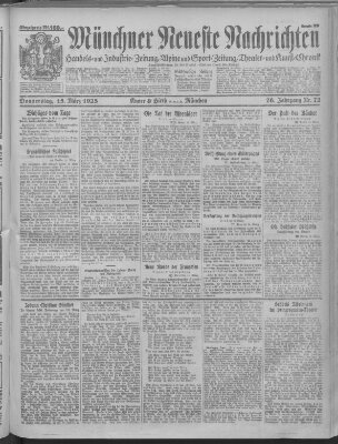 Münchner neueste Nachrichten Donnerstag 15. März 1923