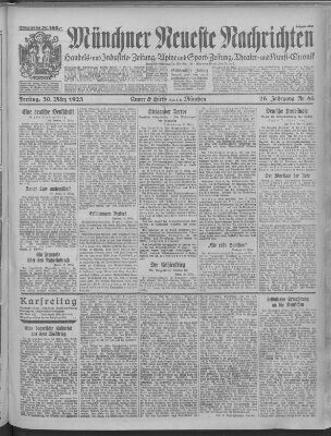 Münchner neueste Nachrichten Freitag 30. März 1923