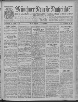 Münchner neueste Nachrichten Samstag 31. März 1923