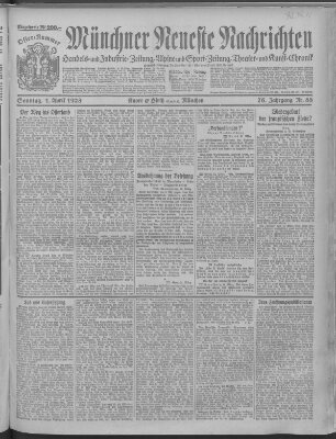 Münchner neueste Nachrichten Sonntag 1. April 1923