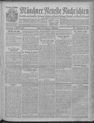 Münchner neueste Nachrichten Dienstag 3. April 1923