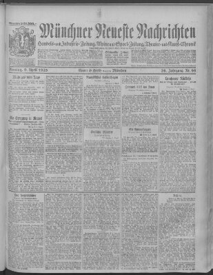 Münchner neueste Nachrichten Montag 9. April 1923