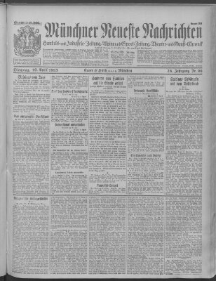 Münchner neueste Nachrichten Dienstag 10. April 1923