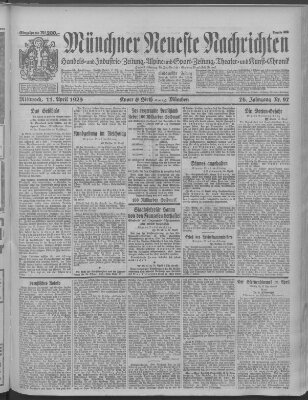 Münchner neueste Nachrichten Mittwoch 11. April 1923