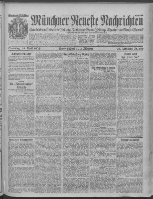 Münchner neueste Nachrichten Samstag 14. April 1923