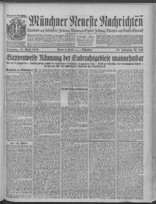 Münchner neueste Nachrichten Dienstag 17. April 1923