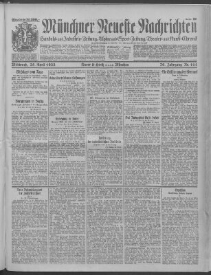 Münchner neueste Nachrichten Mittwoch 25. April 1923