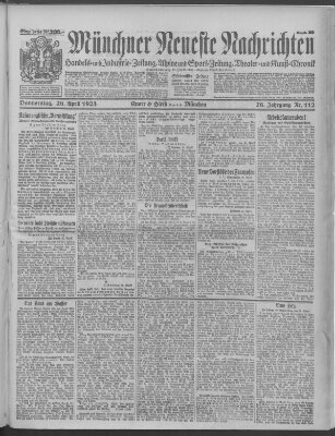 Münchner neueste Nachrichten Donnerstag 26. April 1923