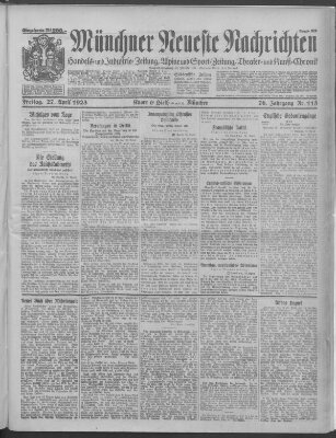 Münchner neueste Nachrichten Freitag 27. April 1923