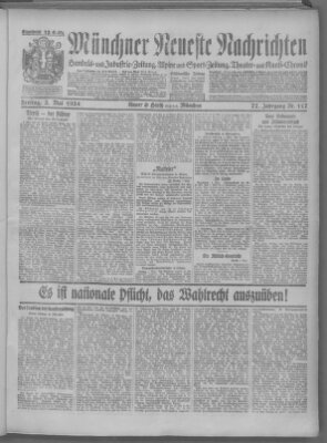 Münchner neueste Nachrichten Freitag 2. Mai 1924