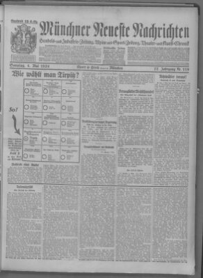 Münchner neueste Nachrichten Sonntag 4. Mai 1924