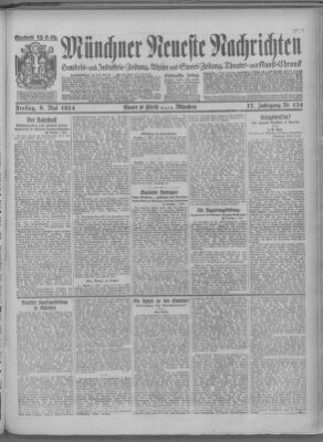 Münchner neueste Nachrichten Freitag 9. Mai 1924