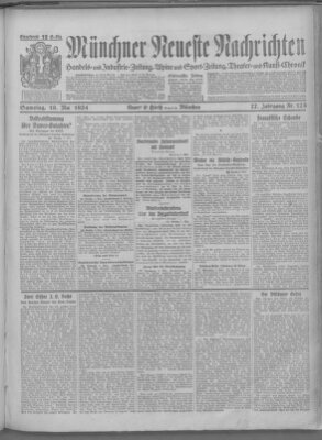 Münchner neueste Nachrichten Samstag 10. Mai 1924