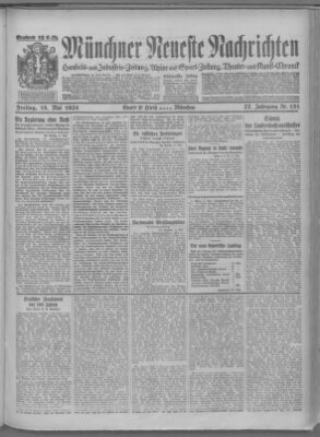 Münchner neueste Nachrichten Freitag 16. Mai 1924