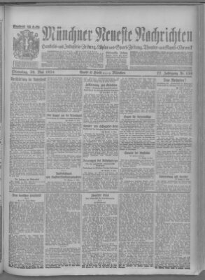 Münchner neueste Nachrichten Dienstag 20. Mai 1924