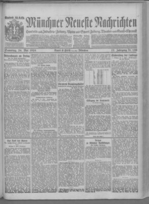 Münchner neueste Nachrichten Samstag 24. Mai 1924