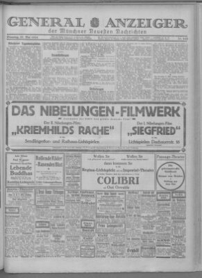 Münchner neueste Nachrichten Dienstag 27. Mai 1924