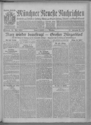 Münchner neueste Nachrichten Mittwoch 28. Mai 1924