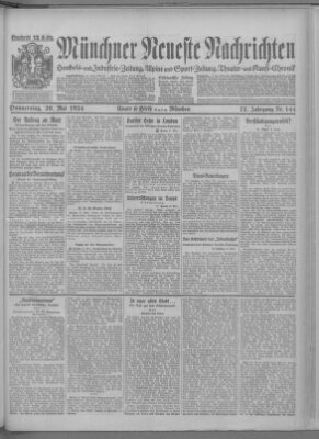 Münchner neueste Nachrichten Donnerstag 29. Mai 1924