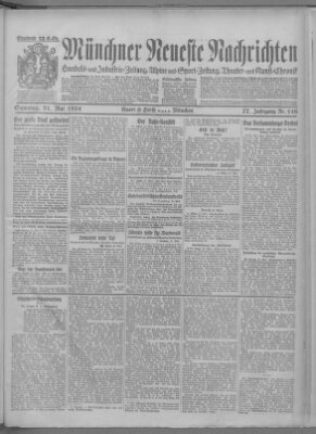 Münchner neueste Nachrichten Samstag 31. Mai 1924