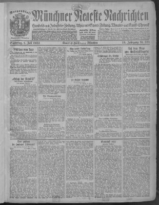 Münchner neueste Nachrichten Samstag 1. Juli 1922