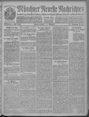 Münchner neueste Nachrichten Mittwoch 5. Juli 1922