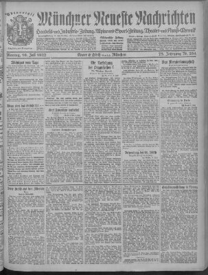 Münchner neueste Nachrichten Montag 10. Juli 1922