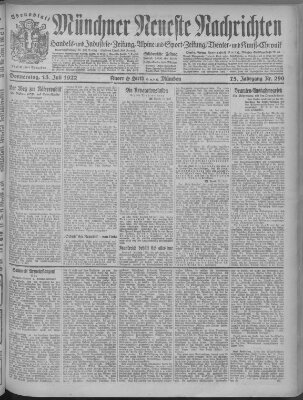 Münchner neueste Nachrichten Donnerstag 13. Juli 1922