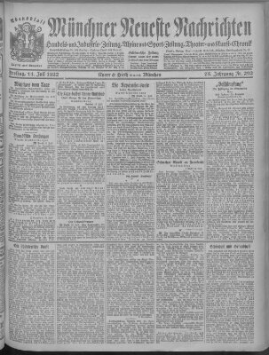 Münchner neueste Nachrichten Freitag 14. Juli 1922