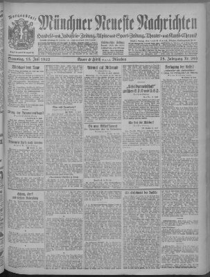 Münchner neueste Nachrichten Samstag 15. Juli 1922