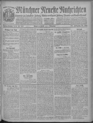 Münchner neueste Nachrichten Sonntag 16. Juli 1922