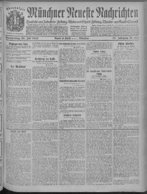 Münchner neueste Nachrichten Donnerstag 20. Juli 1922