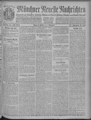 Münchner neueste Nachrichten Freitag 21. Juli 1922