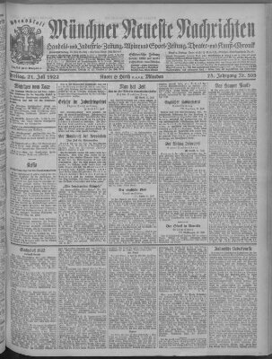 Münchner neueste Nachrichten Freitag 21. Juli 1922