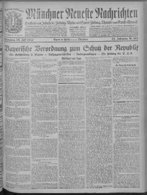 Münchner neueste Nachrichten Dienstag 25. Juli 1922