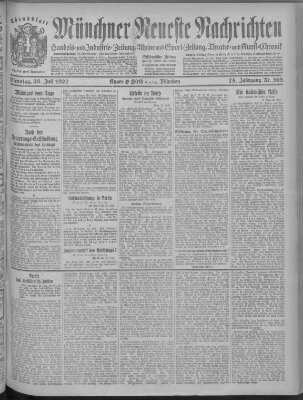 Münchner neueste Nachrichten Dienstag 25. Juli 1922